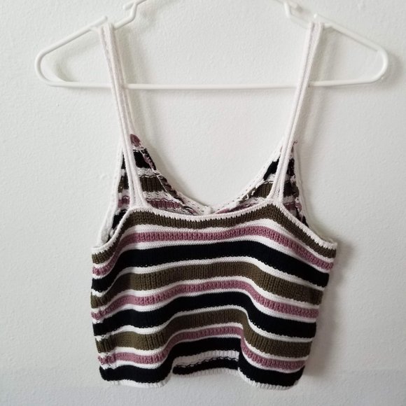 aeropostale knitted crop tank top striped size large. 100% cotton, so soft! - Picture 4 of 6